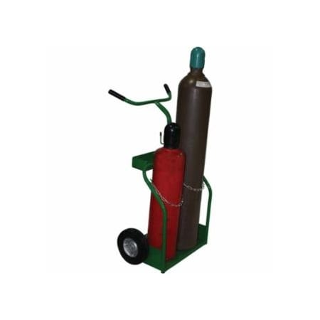 Saf-T-Cart 900 Series Cart, Holds 2 Cylinders, 8-1/2 in and 9-1/2 in dia, 10 in Semi-Pneumatic Wheels 339-950-10