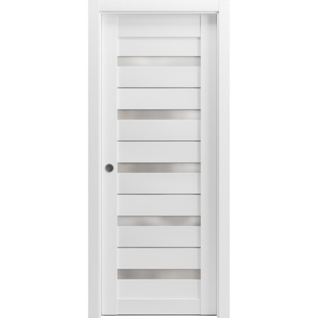 Sartodoors Sliding French Pocket Door White Solid Core Modern Interior QUADRO4445PD-WS-18