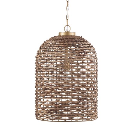 Homeroots Brown Single Rattan Dimmable Ceiling Light With Brown Shades 611630