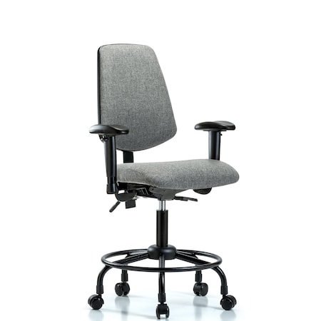 Blue Ridge Ergonomics Desk Chair Fab Desk Chair, Med, Bk, RT, Cast, Gry, Adjustable Arms, 21" to 26" Height, Fabric, Grey BR-FDHCH-MB-RT-T1-A1-RC-F44