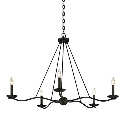 Troy Lighting Sawyer 5 Light Chandelier 40 In. Forged Iron F6305-FOR