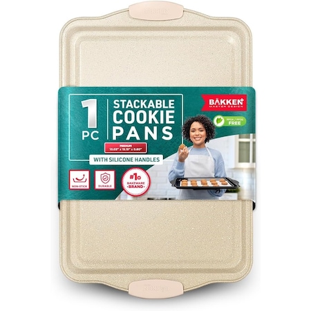 Bakken- Swiss BAKKEN Medium Nonstick Baking Sheet, 15.15x10.03in., Carbon Steel, PFOA-Free, Oven Safe, 450 DegF BKB1WHT1