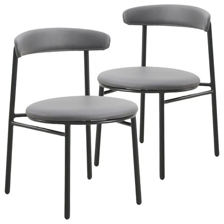 Leisuremod Lume Modern Dining Side Chair in Polyester with Black Steel Frame in Charcoal, 2PK LC20CH2