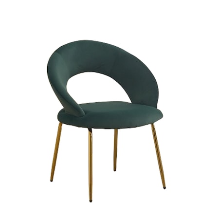 Homeroots Green and Gold Boucle and Metal Curved Back Dining Side Chair 719662