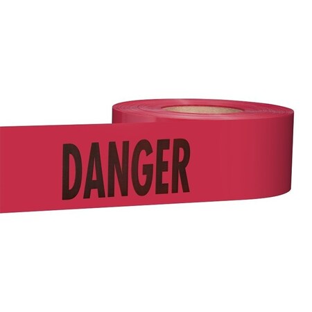 Empire Barricade Tape, 1000 ft L, 3 in W, Plastic Backing, Red 77-1004