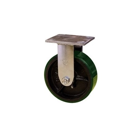 Service Caster 6 Inch Green Poly on Cast Iron Wheel Rigid Caster with Roller Bearing SCC SCC-30R620-PUR-GB