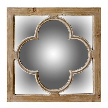 Homeroots 10" Natural Brown With Whitewash Square Wall Mounted Accent Mirror 399119