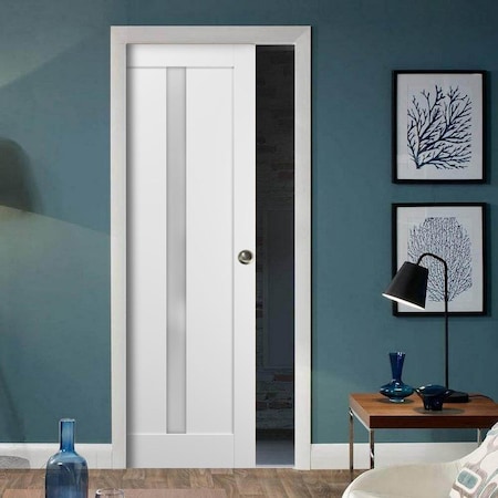 Sartodoors Pocket Interior Door, 18" x 80", White QUADRO4112PD-WS-18
