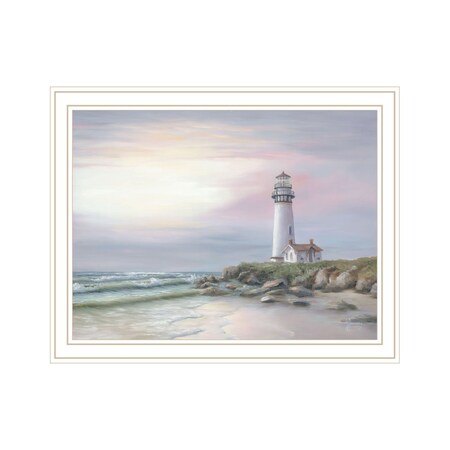 Homeroots Lighthouse at Sunset White Framed Print Wall Art 529943
