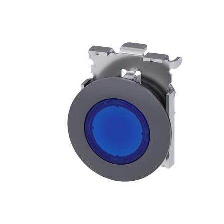 Siemens Illuminated pushbutton, 30 mm, round, Metal, matte, blue, front 3SU1061-0JB50-0AA0-ZY11