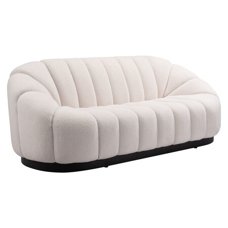 Homeroots 85" Cream Curved Sofa 557022