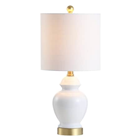 Jonathan Y Perry 20" Ceramic/Metal LED Table Lamp, White/Brass Gold JYL1035A