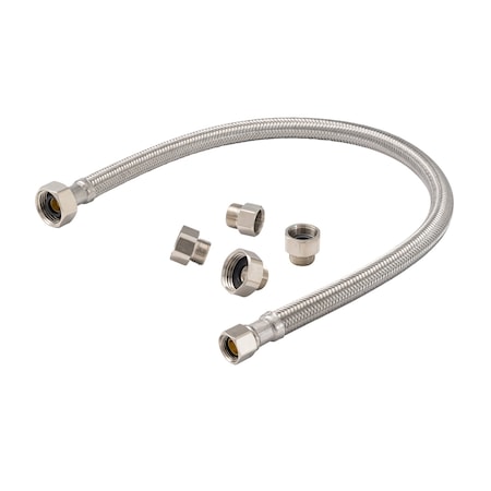 Proline Series 3/8-in COMP x 1/2-in FIP x 20-in Braided Stainless Steel Universal Faucet Connector 496-902
