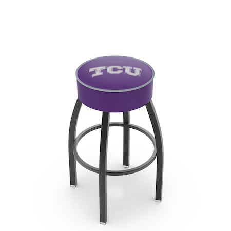 Holland Bar Stool Co 25" 4" TCU Cushion Seat, Blk Wrinkle Base Swivel Bar Stool L8B125TexChr