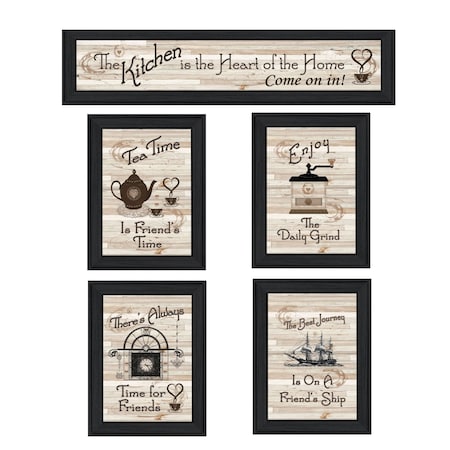Homeroots Set Of Five Kitchen Friendship Collection II 2 Black Framed Print Kitchen Wall Art, 5PK 405943