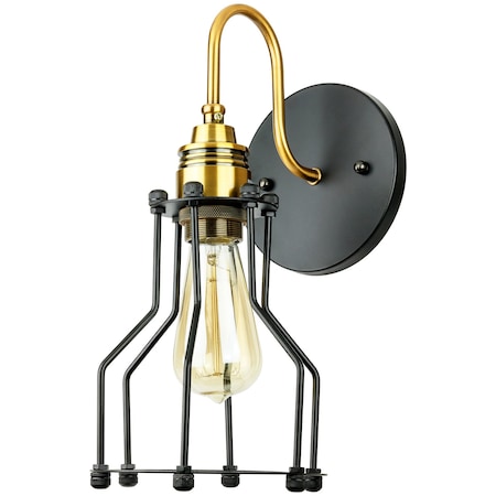 Sunlite Antique Brass & Oil Rubbed Bronze Vintage Open Cage E26 Wall Sconce Metal Industrial Fixture 07056-SU