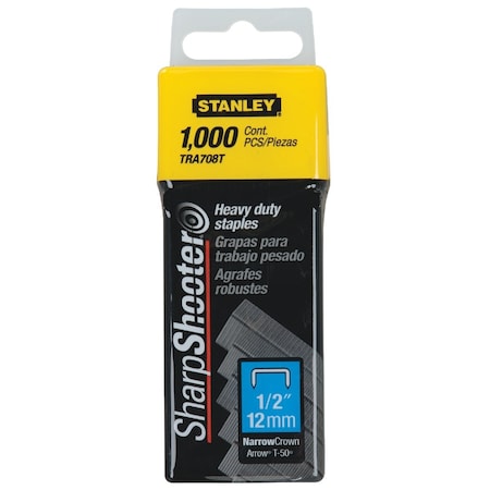 Stanley SharpShooter Heavy-Duty Narrow Crown Staple 1/2'', 1000PK TRA708T