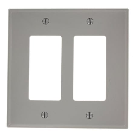 Leviton Decora Wallplate, Midway Size, Gang 2, Gray PJ262-GY