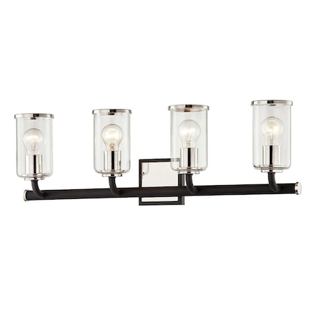 Troy Lighting Aeon 4 Light Bath And Vanity 28 In. Textured Black & Polish Nickel B7684-TBK/PN