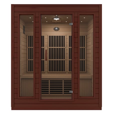 Steamspa 3-Person Carbon FAR Infrared Hemlock Wooden Indoor Sauna Room with LED Touch Control Panel SC-SS0012-0S