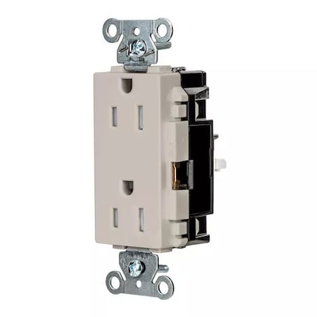 Hubbell Wiring Device-Kellems Straight Blade Receptacle, 5-15R, 15 A, 125V AC, 2 Pole, 3 Wire, Surface Mount, Grounded HBL2152STLATR
