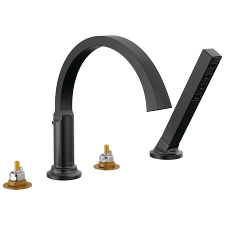 Delta Tetra Roman Tub Trim With Hand Shower In Matte Black T4788-BLLHP