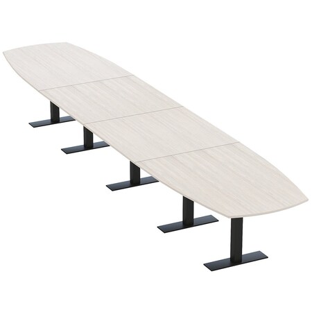 Skutchi Designs Arc Boat Conference Table With Power, 48 in W, 216 in L HAR-ABOT-48X216-T.BK-K458-NA