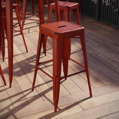 Flash Furniture 30" High Backless Distressed Red Metal Barstool ET-BT3503-30-RD-GG