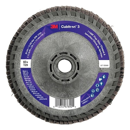 3M Cubitron Abrasive Flap Disc, Coated, Polyester, PK10 7100380349