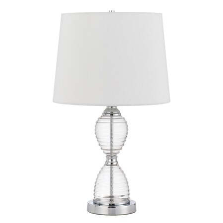 Homeroots 24" Clear Metal Table Lamp With White Empire Shade 524726
