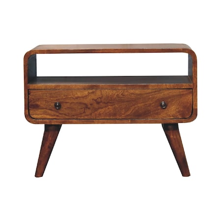 Homeroots 24in Brown Solid Wood Fireplace TV Stand 720014