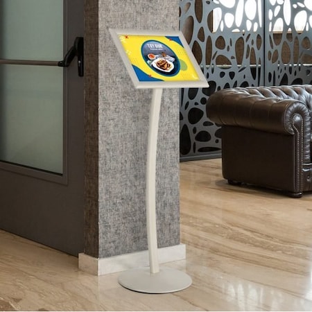 M&T Displays Pedestal Sign Holder Restaurant Menu Board Floor Standing 11 x 17 White Pearlic UCUMB20517X2000