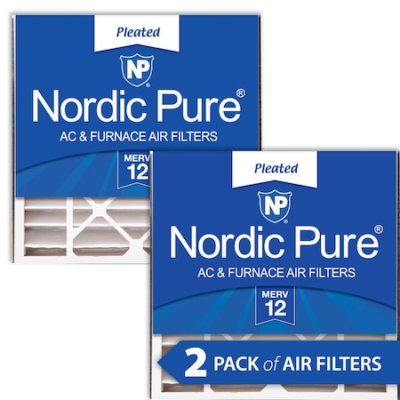 Nordic Pure 20x20x5 Pleated Air Filter, High Capacity, Electrostatically Charged Synthetic Media, MERV 12, 2 PK 20x20x5ABM12-2