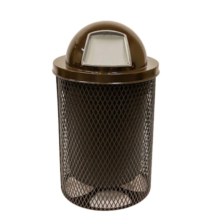Mytcoat Trash Receptacle, Dome Lid, Liner, 32 Gal, Brown, Expanded Metal, Industry Standard Coating 804358