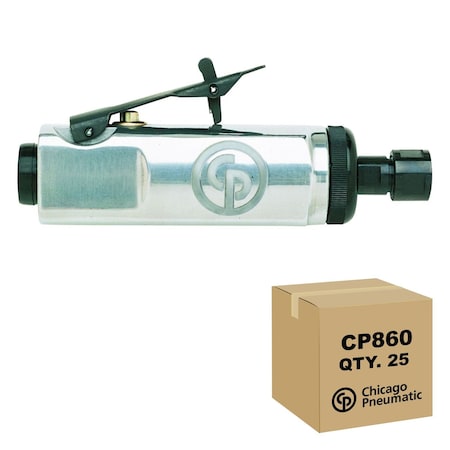 Chicago Pneumatic Straight Air Die Grinder, 1/4 in Collet, 1/4 in NPT, 0.54 HP, 24,000 RPM, 25PK CP860-CTN