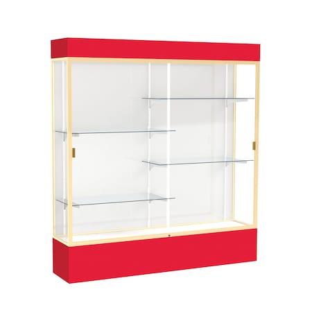 Ghent Lighted Floor Display Case 72x80x16, White, Champange 3176WB-GD-RD