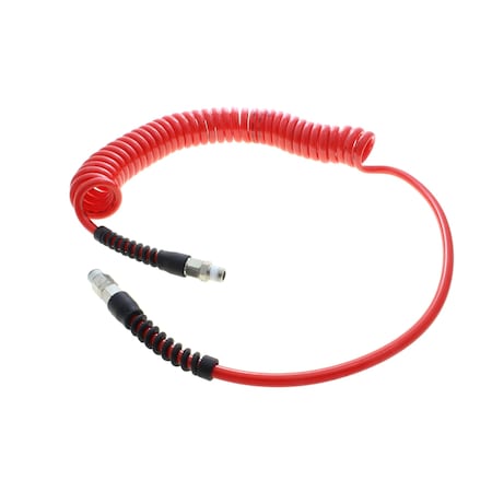 Technithane Spiral Hose, 3/8 in x 10 ft, 3/8 in Male NPT, Rigid/Swivel, Red TT-38-10-R-RS