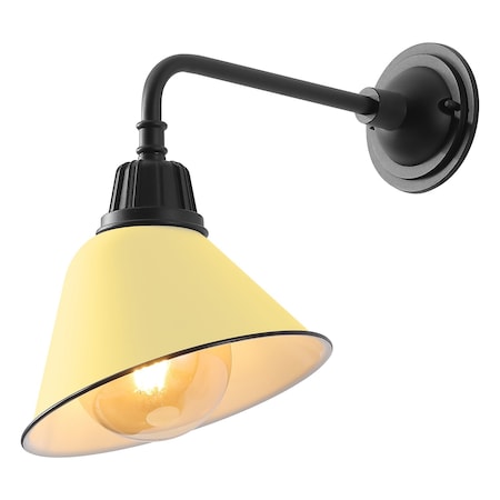 Jonathan Y Croydon 9.63" 1-Light Farmhouse Industrial Iron LED Gooseneck Arm Outdoor Sconce, Matte Yellow JYL7612H