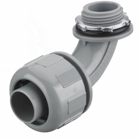 Hubbell Wiring Device-Kellems Conduit Fitting Connector, 1/2 in, Liquid-Tight, Nylon, PVC Coated, Gray P0509NGY