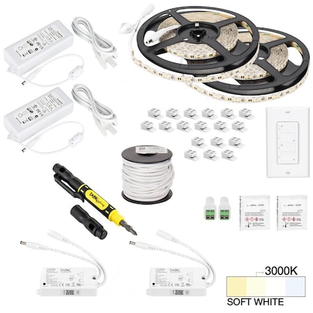 Task Lighting 32 Ft. 225 Lumens/Ft. 12 V, V, Duo Wireless Controller, 2 Zone 2 Area, Sgl-White, Soft. White 3000K L-VK2Z2A-32-30