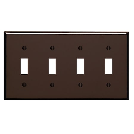 Leviton 4-Gang Plastic Toggle Switch Wall Plate Brown 001-85012-000