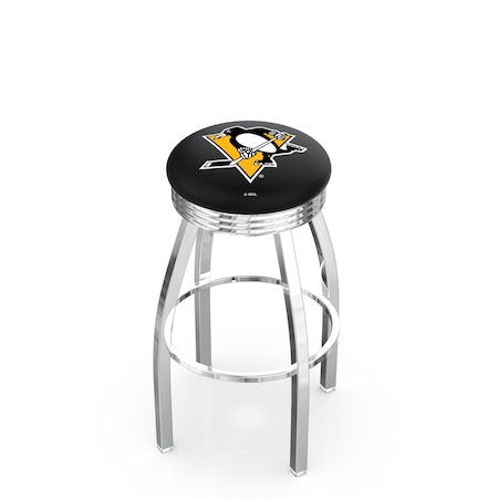 Holland Bar Stool Co 30" Chrome Pittsburgh Penguins Swivel Bar Stool, Accent Ring L8C3C30PitPen