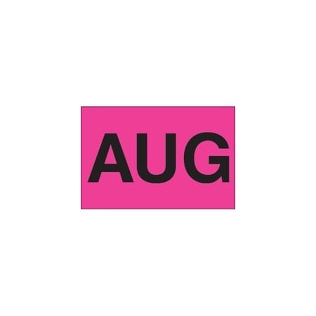 Bubblefast 2 x 3'' - ''AUG'' Fluorescent Pink Months of the Year Labels BFDL6841