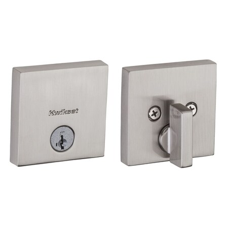 Kwikset Downtown Square Contemporary Low Profile Single Cylinder SmartKey Deadbolt with 6AL Latch and 258SQT-15S.STRKP