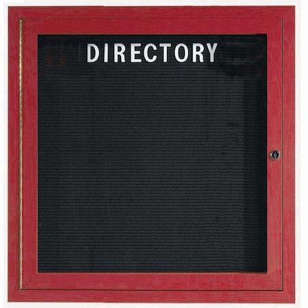 Aarco Enclosed Letter Board Directory w/ Aluminum Cherry Wood Look Finish Frame, 36''Hx36''W, 1 Door Unit ADCW3636R