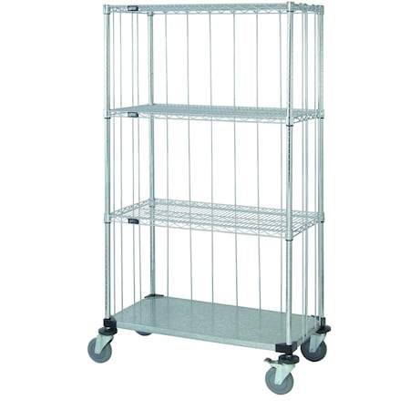 Quantum Storage Systems WIRE 3 SIDED SHELF CART 1 SOLID SHELF 63in M1836CG46RE