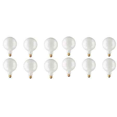 Bulbrite 150W Dimmable White G40 Incandescent Light Bulbs, Medium E26 Base, 2700K, 12PK 861056