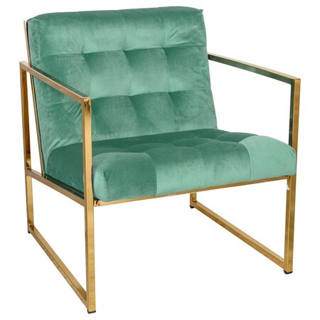 Leisuremod Lexington Tufted Velvet Accent Armchair with Gold Frame, Turquoise LA18BU
