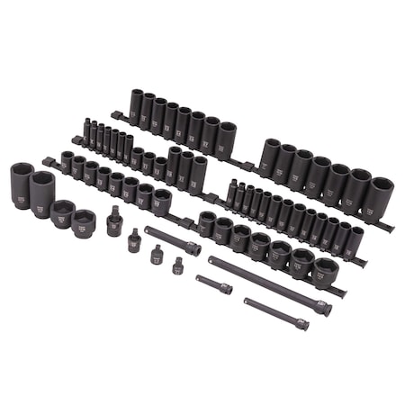 Sunex 3/8 in & 1/2 in Drive Sae & Metric 6 Point Standard & Deep 68-Piece Master Impact Socket Set 1068