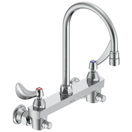 Delta Commercial 28C3 / 28C4 / 28C6 Two Handle 8 In Wallmount Service Sink Faucet In Chrome 28C6934